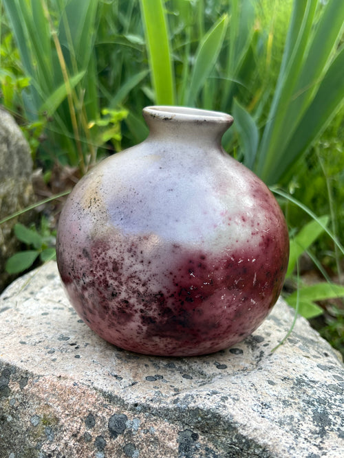 Pit Fired Ball Bud Vase